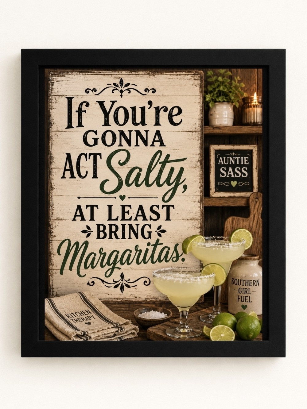 8x10 Framed Margarita A.I. Art Print- 'If You're Gonna Act Salty'